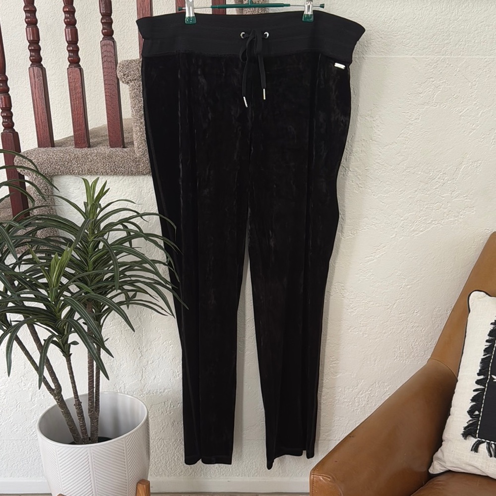 CALVIN KLEIN Womne’s Black Drawstring Velvet Pants Size XL NWT